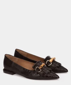 Chaussure Pedro Miralles Ballerines En Cuir Avec Imprime Animalier De Couleur Marron Coco Cacao