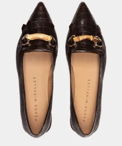 Chaussure Pedro Miralles Ballerines En Cuir Avec Imprime Animalier De Couleur Marron Coco Cacao