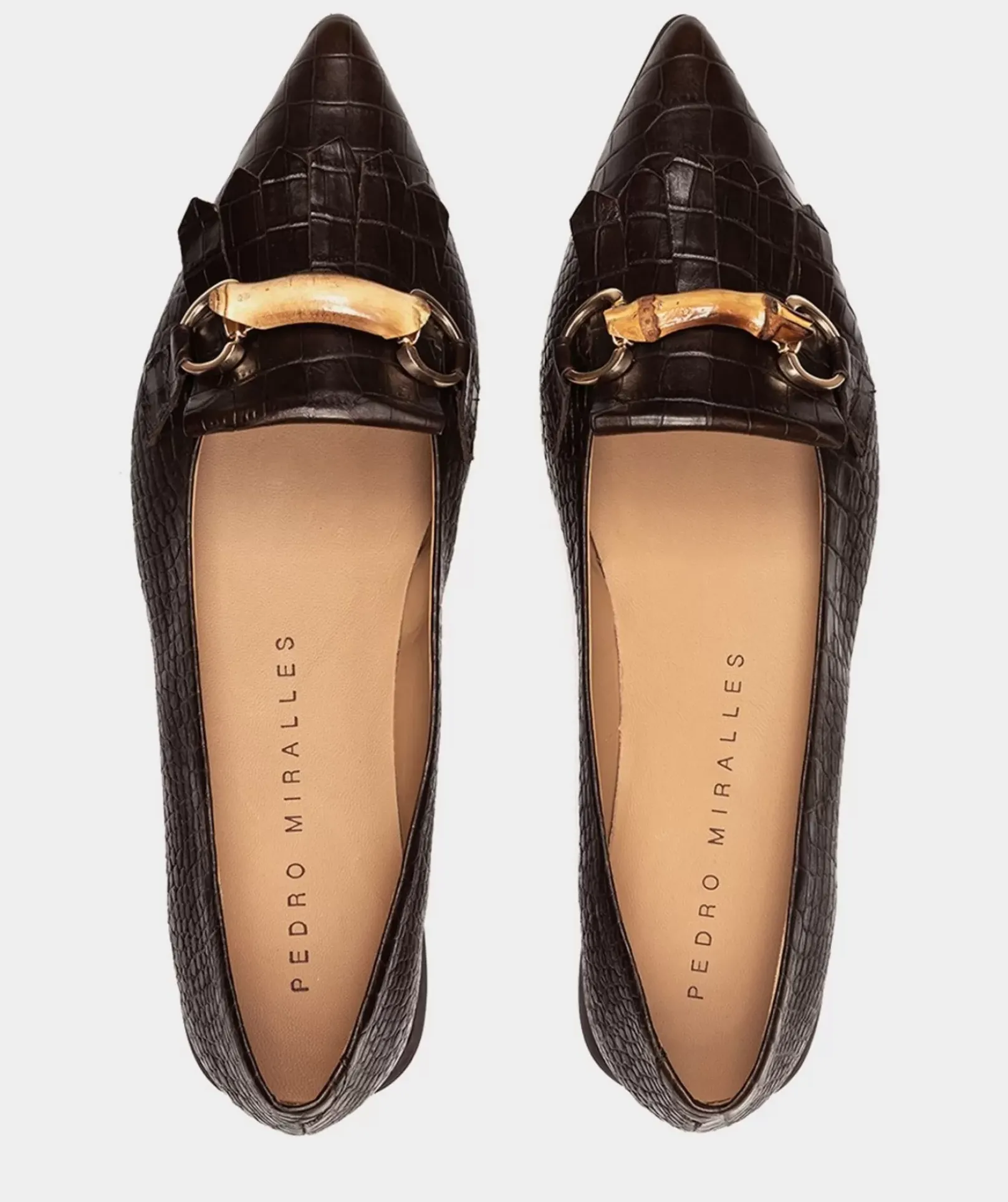 Chaussure Pedro Miralles Ballerines En Cuir Avec Imprime Animalier De Couleur Marron Coco Cacao