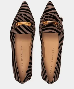 Chaussure Pedro Miralles Ballerines En Cuir Avec Motif Animalier Zebra Acero
