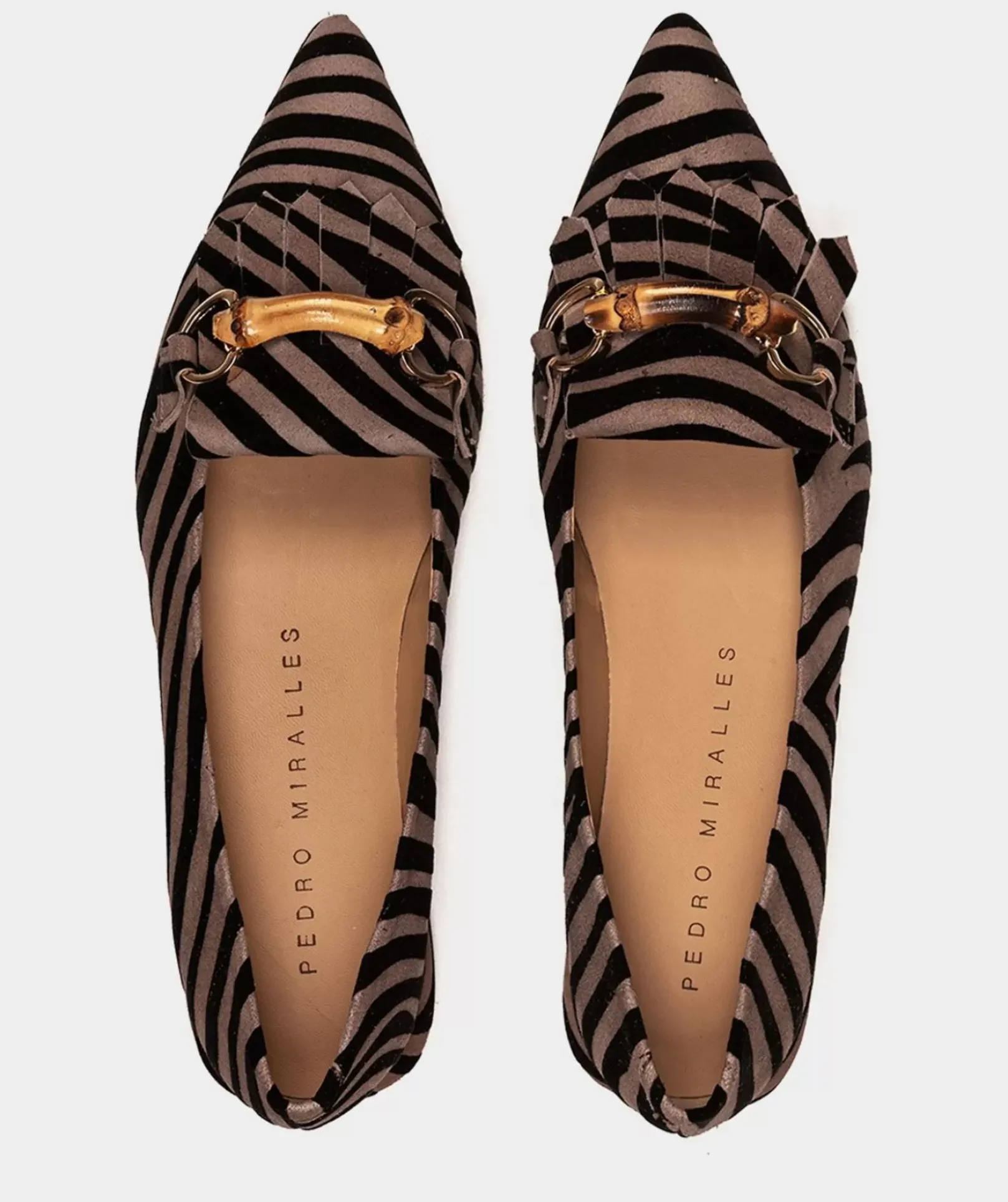 Chaussure Pedro Miralles Ballerines En Cuir Avec Motif Animalier Zebra Acero