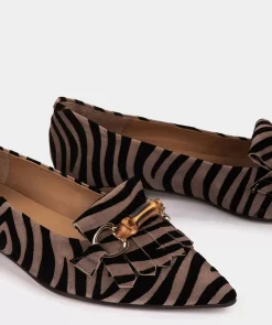 Chaussure Pedro Miralles Ballerines En Cuir Avec Motif Animalier Zebra Acero