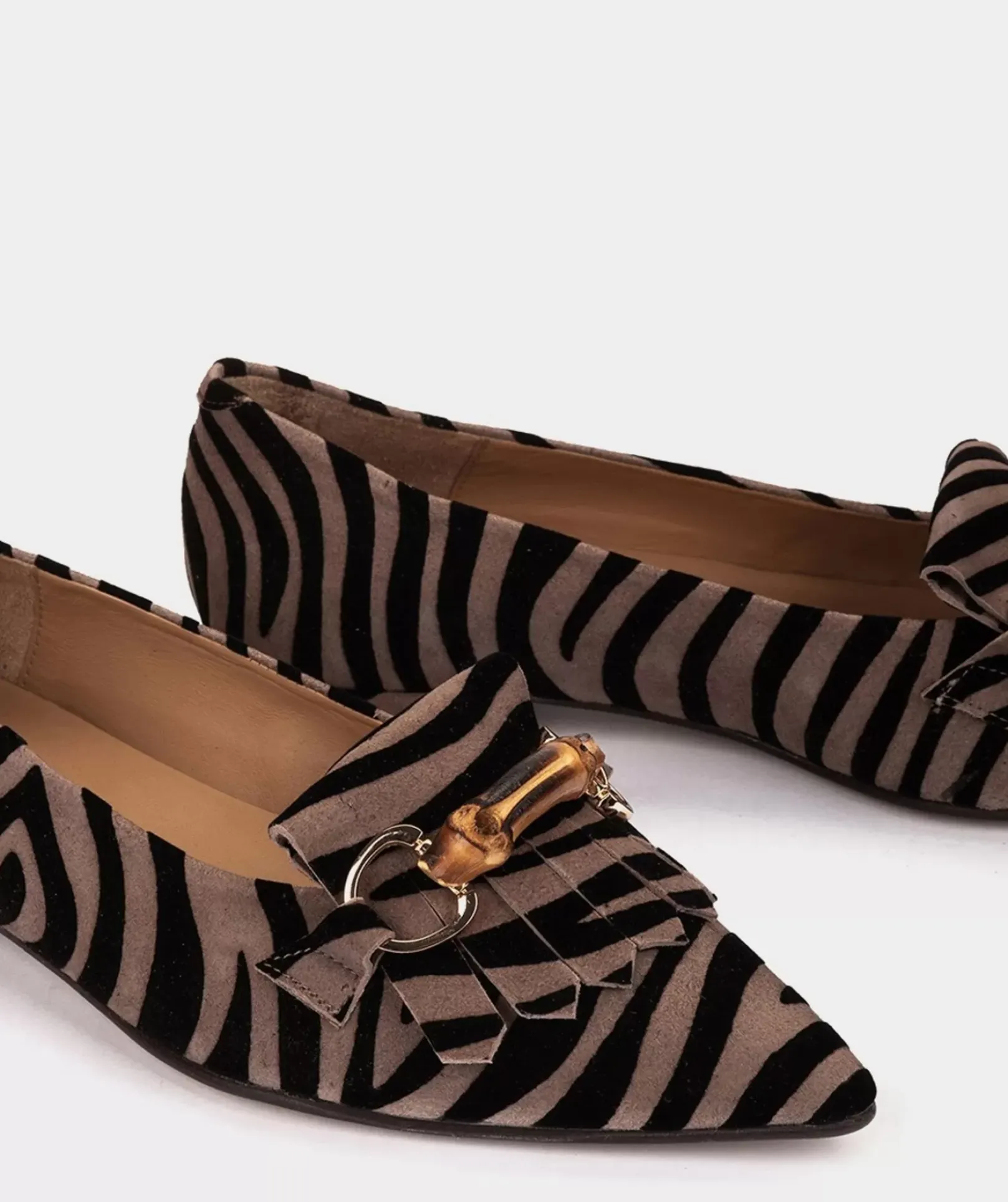 Chaussure Pedro Miralles Ballerines En Cuir Avec Motif Animalier Zebra Acero