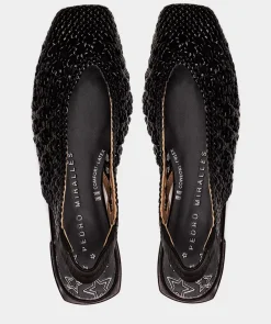 Chaussure Pedro Miralles Ballerines En Cuir Tresse Trenza Negro
