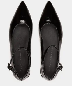 Chaussure Pedro Miralles Ballerines En Cuir Verni En Noir Reflex Negro