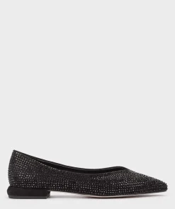 Chaussure Pedro Miralles Ballerines En Tissu Noir Avec Details Brillants Ante Strech Negro