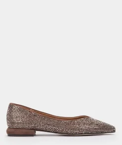 Chaussure Pedro Miralles Ballerines En Tissu Taupe Avec Details Brillants Ante Strech Taupe