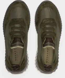 Chaussure Pedro Miralles Basket En Cuir Et Textile Meme Kaki