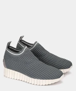 Chaussure Pedro Miralles Baskets Chaussettes En Tissu Avec Detail Brillant Sur La Cheville Short Sock Gris