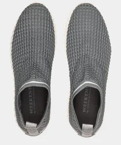 Chaussure Pedro Miralles Baskets Chaussettes En Tissu Avec Detail Brillant Sur La Cheville Short Sock Gris