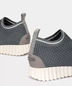 Chaussure Pedro Miralles Baskets Chaussettes En Tissu Avec Detail Brillant Sur La Cheville Short Sock Gris