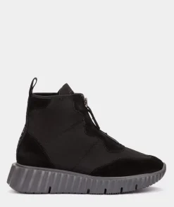 Chaussure Pedro Miralles Baskets En Croute De Cuir Et Tissu Noir Meme Negro