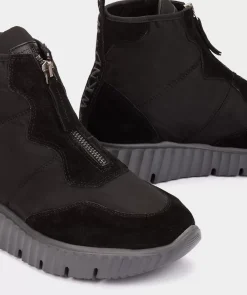 Chaussure Pedro Miralles Baskets En Croute De Cuir Et Tissu Noir Meme Negro
