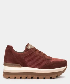 Chaussure Pedro Miralles Baskets En Cuir Bordeaux Velour Rust