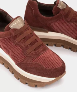 Chaussure Pedro Miralles Baskets En Cuir Bordeaux Velour Rust
