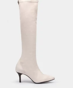 Chaussure Pedro Miralles Botas Altas De Tejido Elastico Con Tacon Fino Ante Strech Caliza
