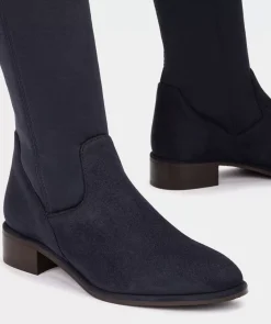 Chaussure Pedro Miralles Botte Haute En Cuir Vegetalien Elastique Bleu Marine Ante Strech Marino