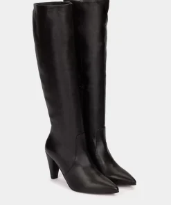 Chaussure Pedro Miralles Bottes A Talons En Cuir Noir Seta Negro