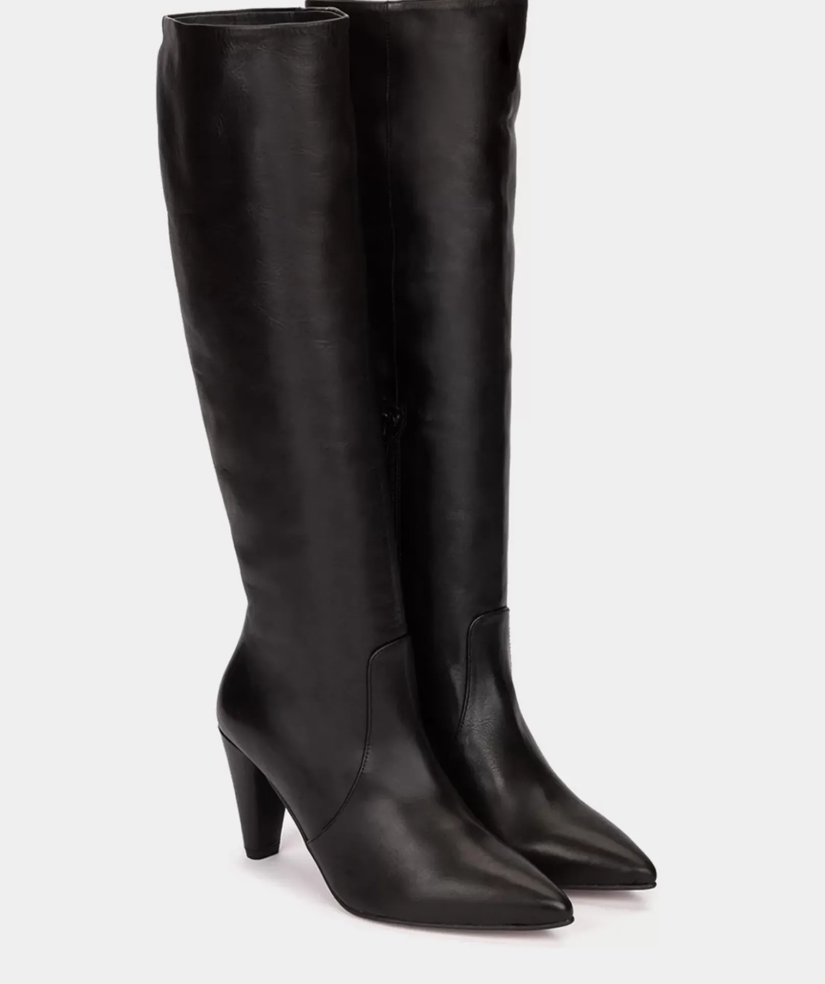 Chaussure Pedro Miralles Bottes A Talons En Cuir Noir Seta Negro