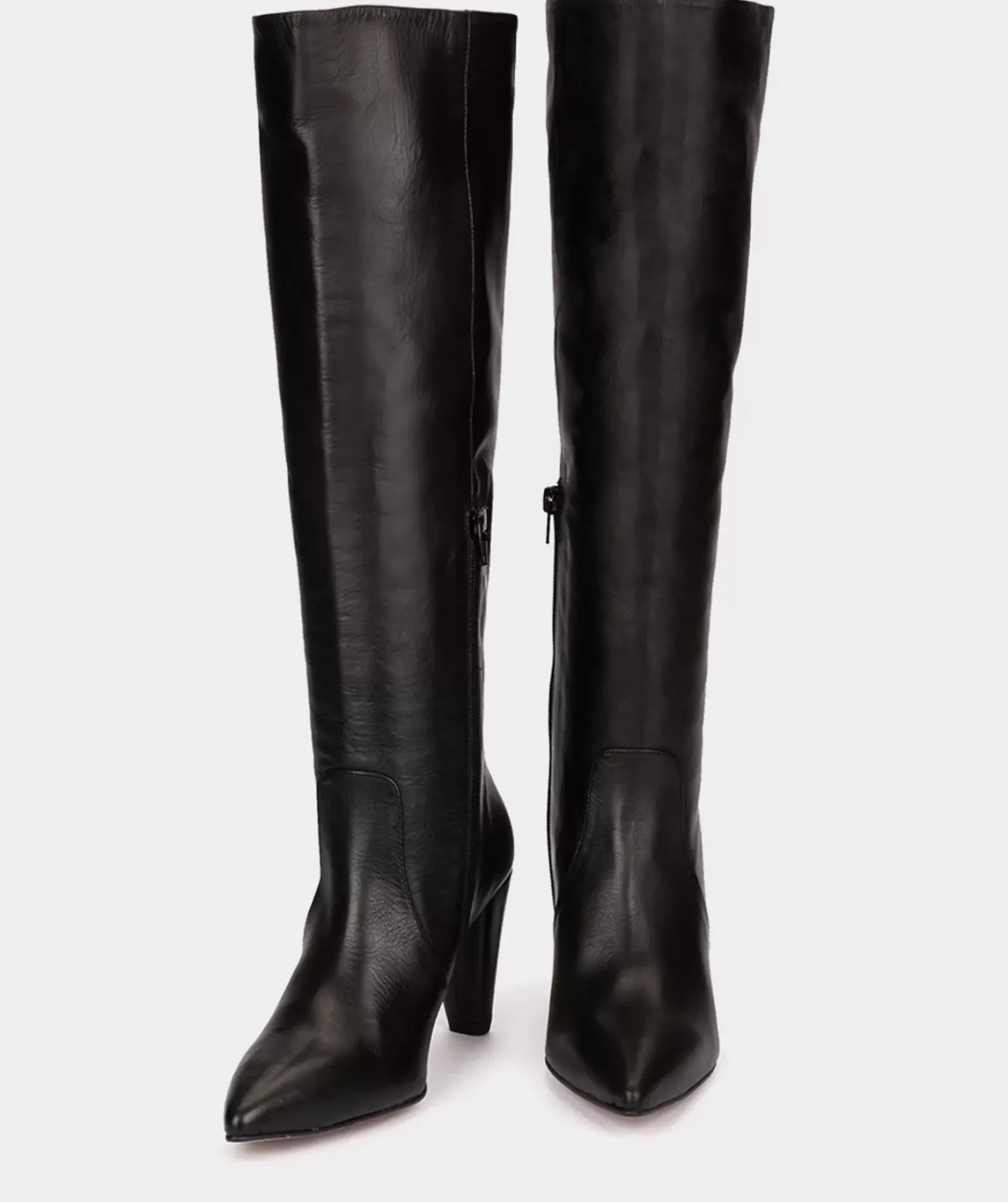 Chaussure Pedro Miralles Bottes A Talons En Cuir Noir Seta Negro