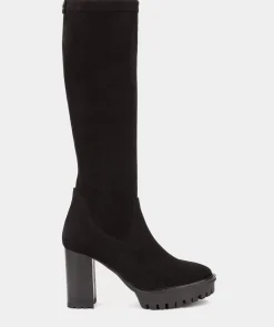 Chaussure Pedro Miralles Bottes A Talons En Tissu Extensible Effet Daim Noir Ante Strech Negro