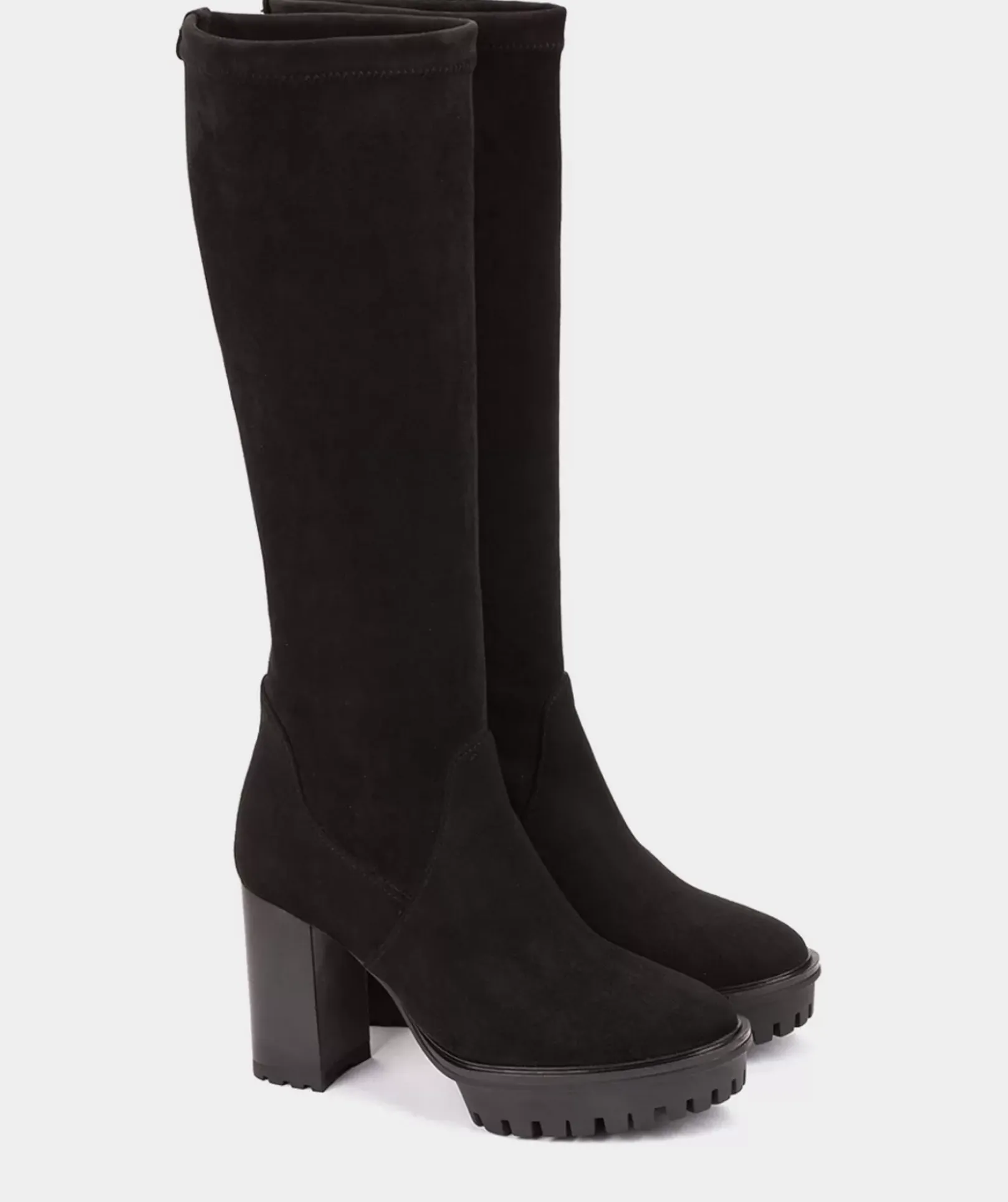 Chaussure Pedro Miralles Bottes A Talons En Tissu Extensible Effet Daim Noir Ante Strech Negro