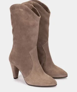 Chaussure Pedro Miralles Bottes A Talons Hauts En Cuir Suede Marron Velour Bark