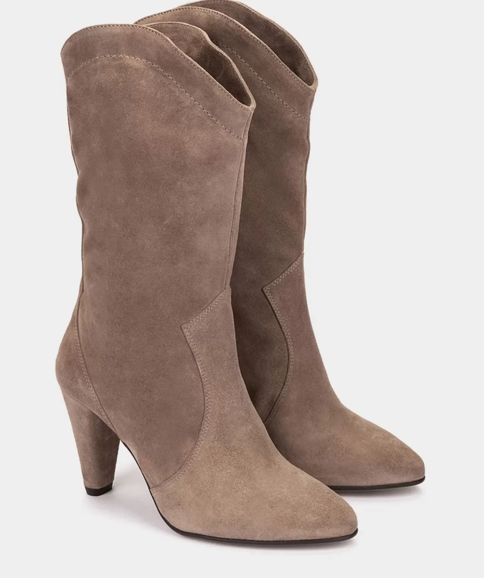 Chaussure Pedro Miralles Bottes A Talons Hauts En Cuir Suede Marron Velour Bark