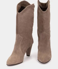 Chaussure Pedro Miralles Bottes A Talons Hauts En Cuir Suede Marron Velour Bark