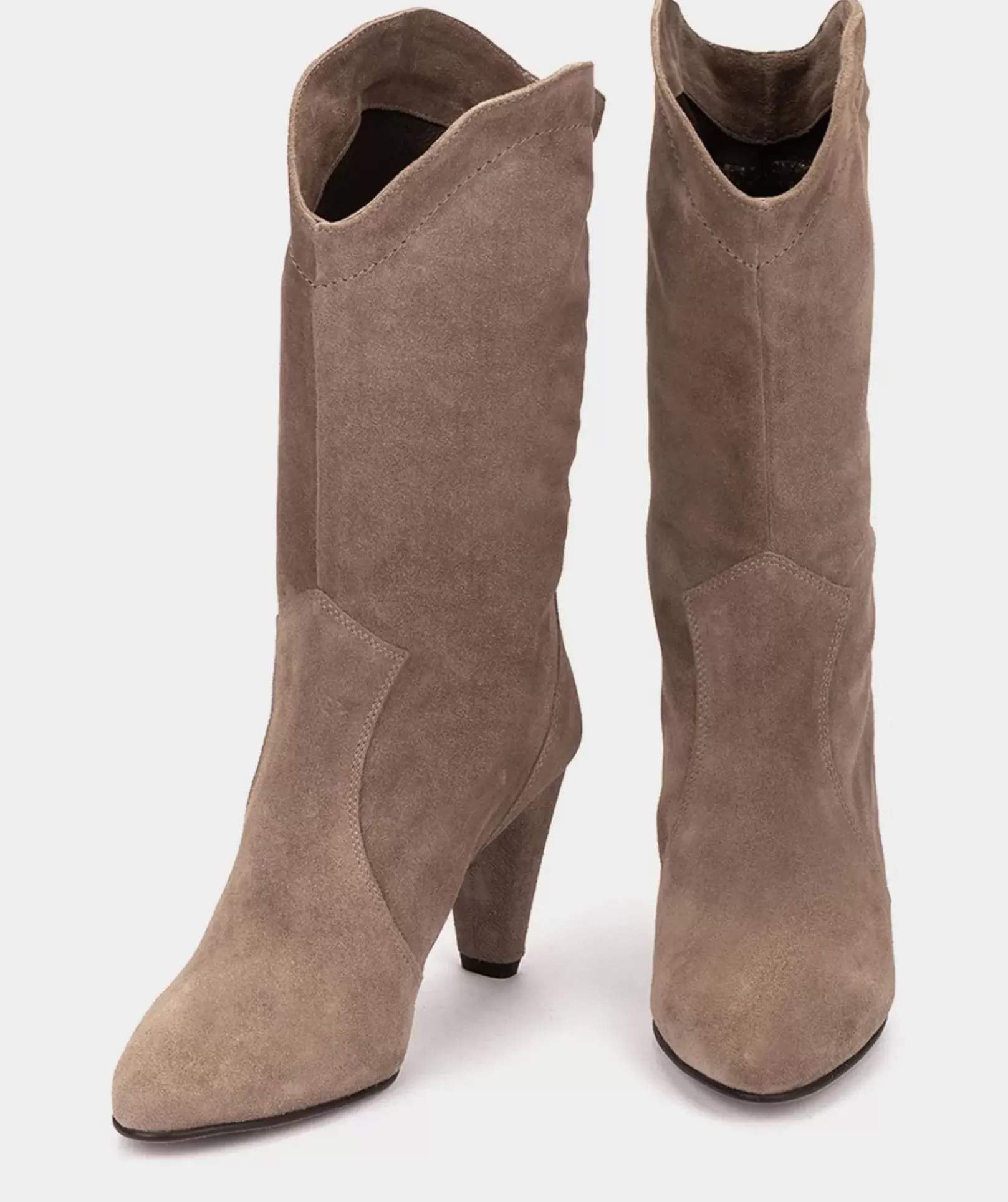 Chaussure Pedro Miralles Bottes A Talons Hauts En Cuir Suede Marron Velour Bark
