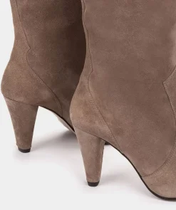 Chaussure Pedro Miralles Bottes A Talons Hauts En Cuir Suede Marron Velour Bark