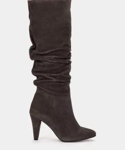 Chaussure Pedro Miralles Bottes A Talons Hauts En Cuir Gris Velour Iman