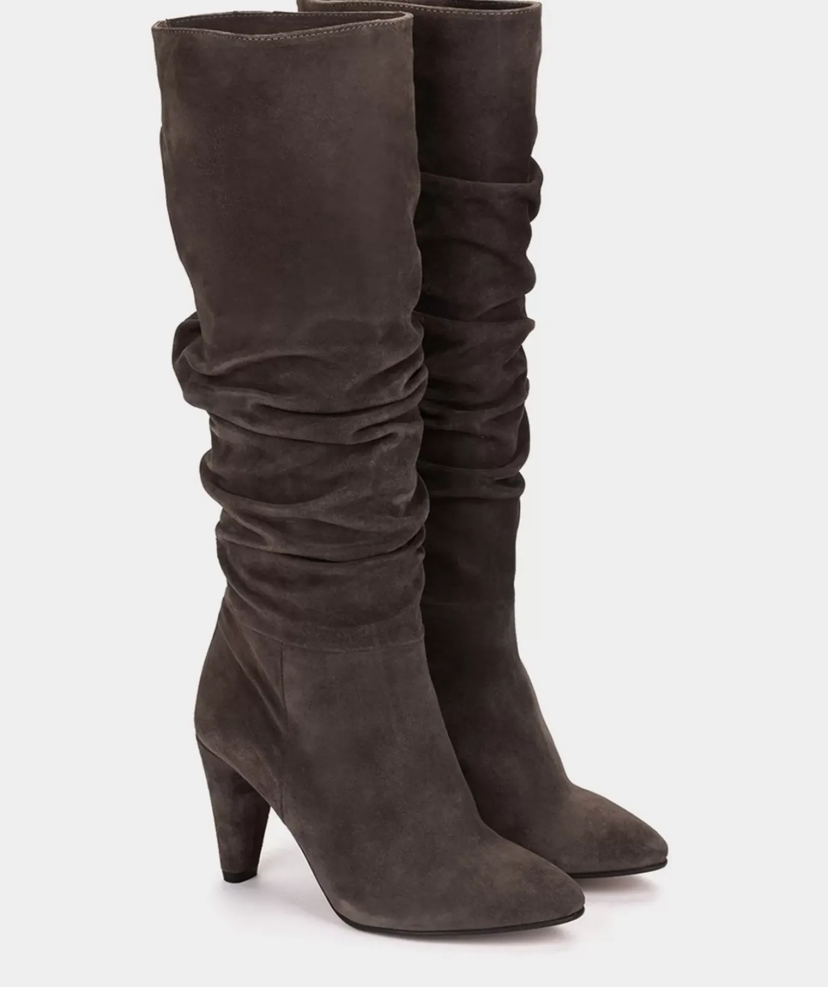 Chaussure Pedro Miralles Bottes A Talons Hauts En Cuir Gris Velour Iman