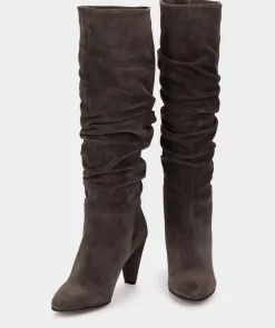Chaussure Pedro Miralles Bottes A Talons Hauts En Cuir Gris Velour Iman