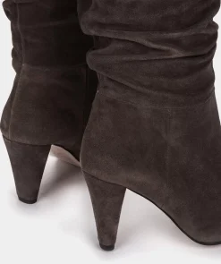 Chaussure Pedro Miralles Bottes A Talons Hauts En Cuir Gris Velour Iman