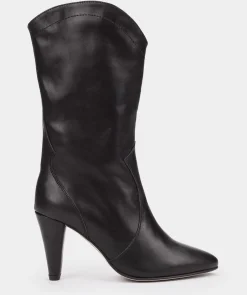 Chaussure Pedro Miralles Bottes A Talons Hauts En Cuir Noir Seta Negro