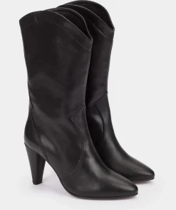 Chaussure Pedro Miralles Bottes A Talons Hauts En Cuir Noir Seta Negro
