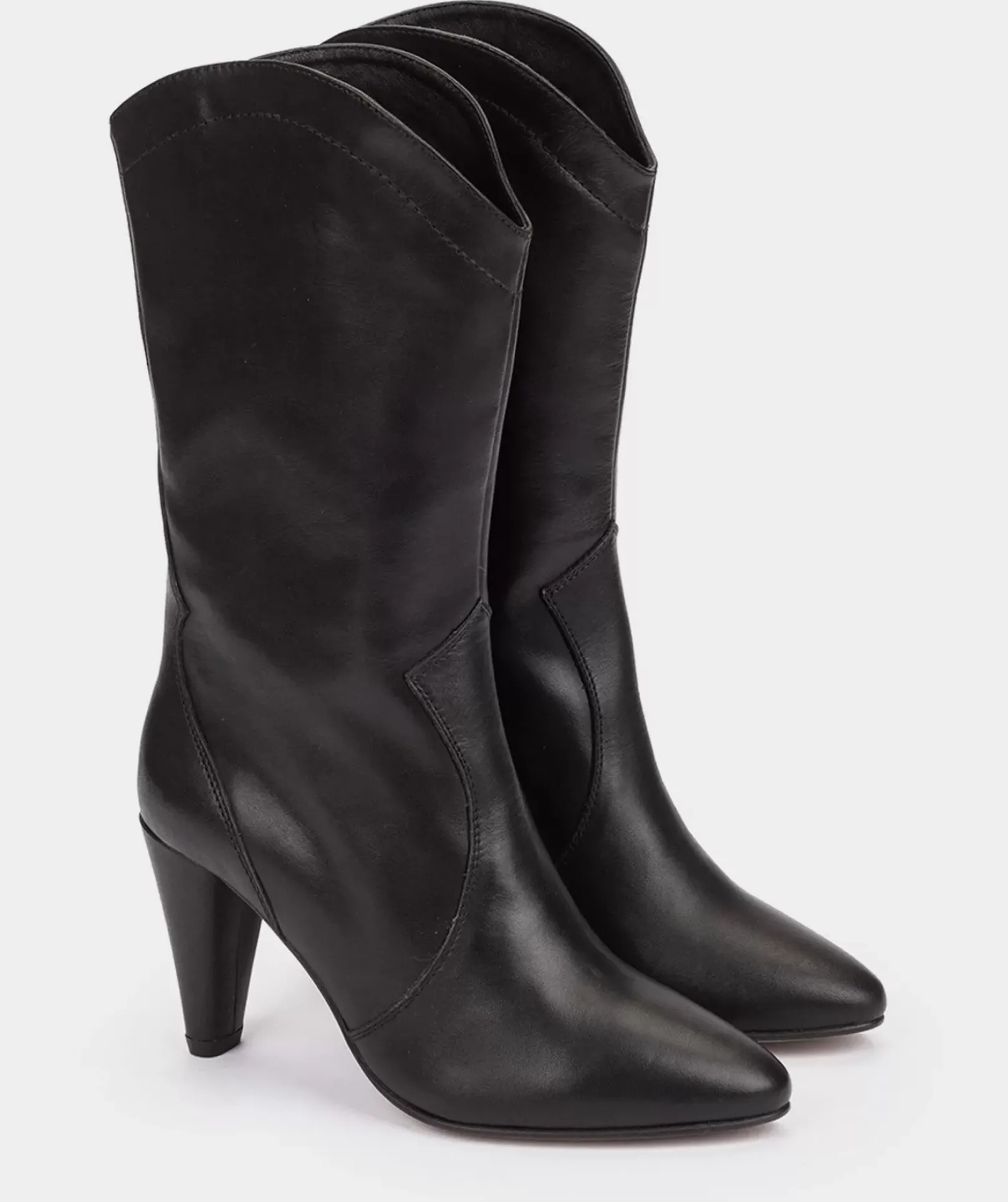 Chaussure Pedro Miralles Bottes A Talons Hauts En Cuir Noir Seta Negro