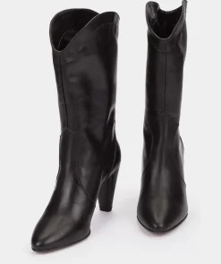 Chaussure Pedro Miralles Bottes A Talons Hauts En Cuir Noir Seta Negro