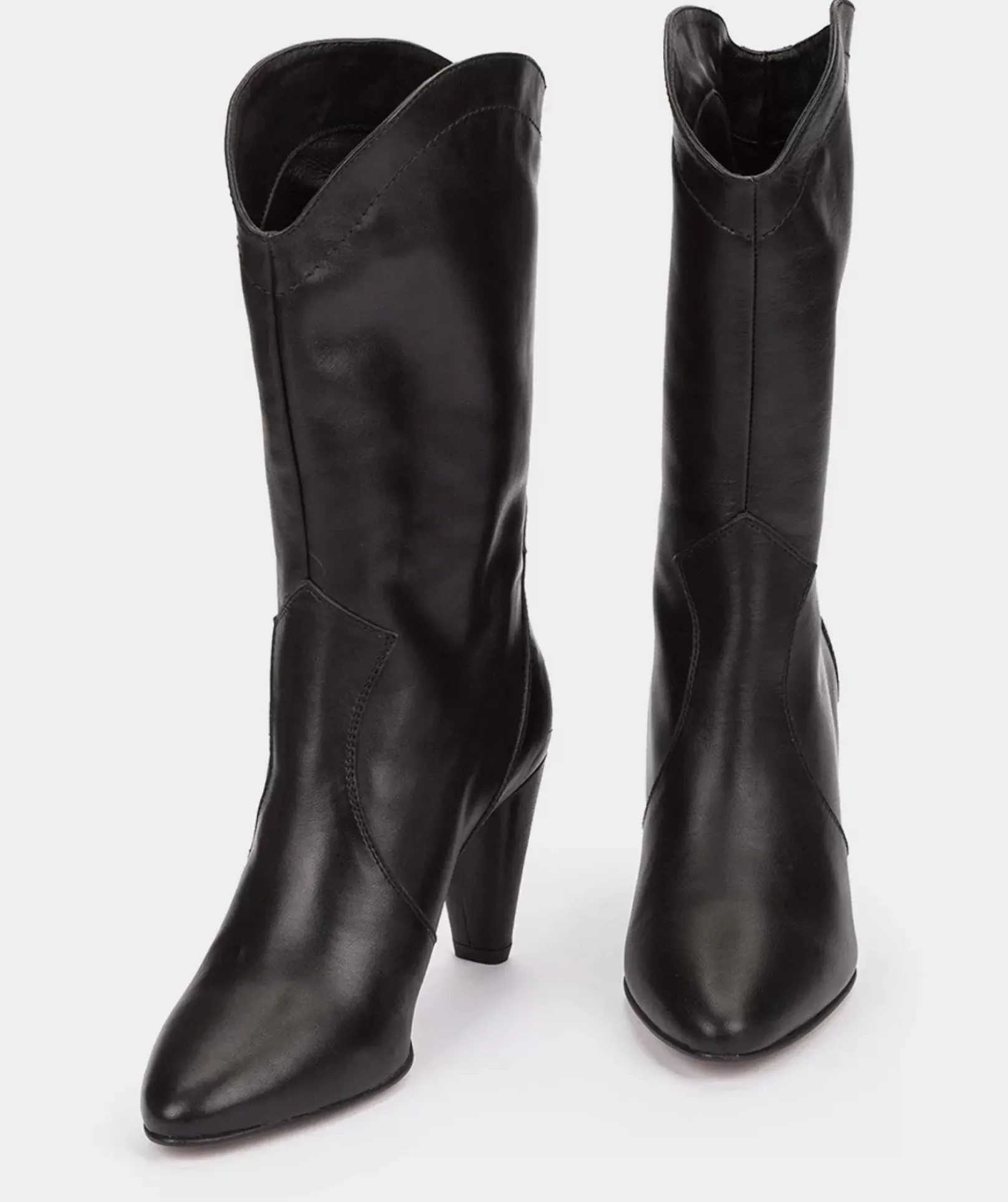 Chaussure Pedro Miralles Bottes A Talons Hauts En Cuir Noir Seta Negro