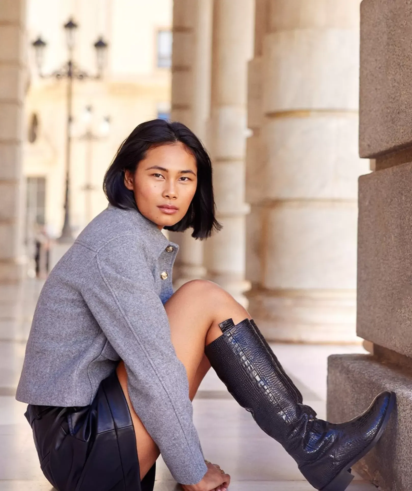 Chaussure Pedro Miralles Bottes Compensees En Cuir Gaufre De Couleur Noire Coco Negro