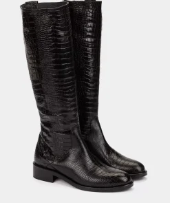 Chaussure Pedro Miralles Bottes Compensees En Cuir Gaufre De Couleur Noire Coco Negro