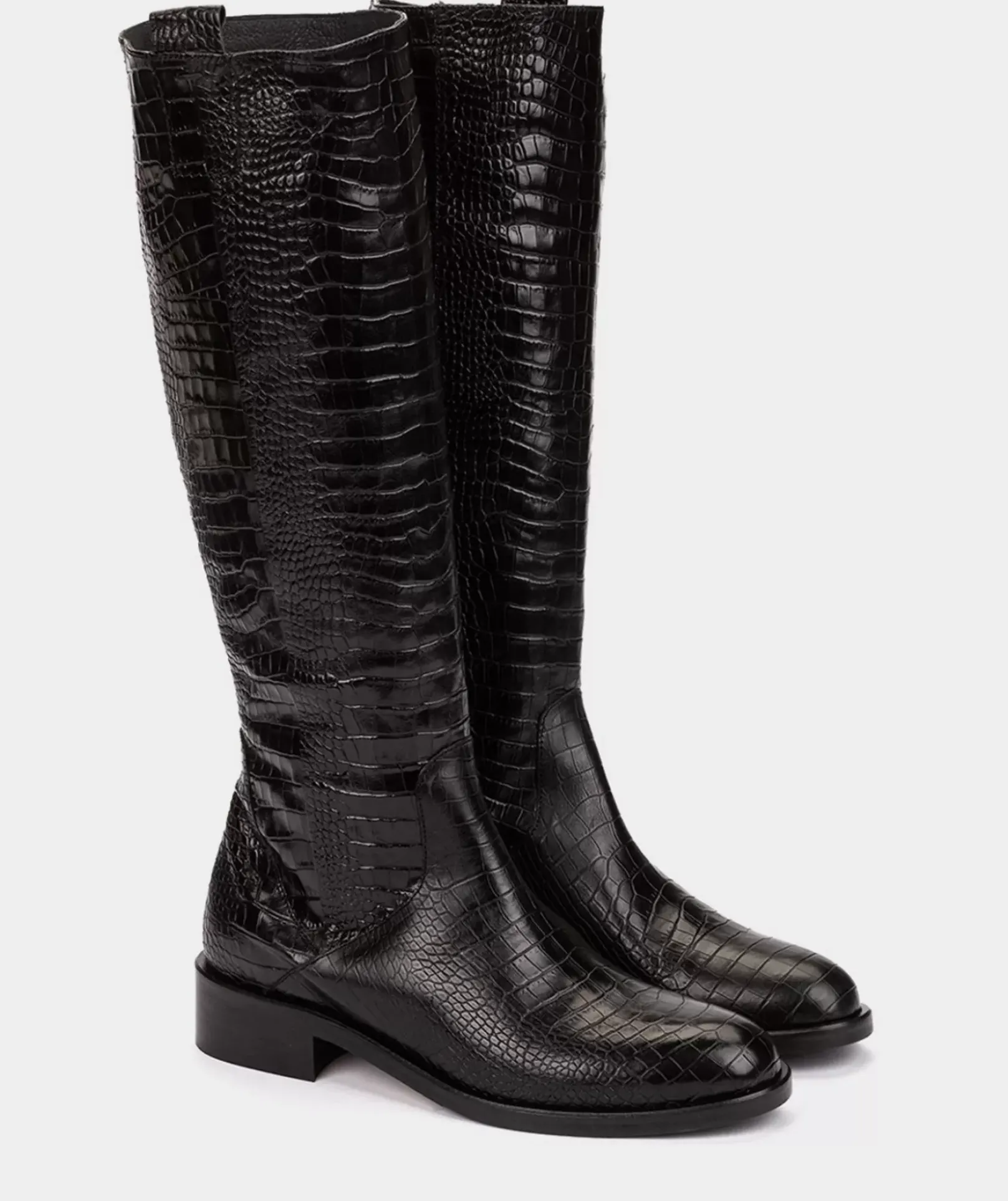 Chaussure Pedro Miralles Bottes Compensees En Cuir Gaufre De Couleur Noire Coco Negro