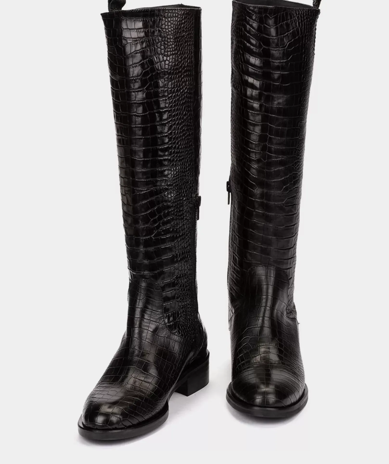 Chaussure Pedro Miralles Bottes Compensees En Cuir Gaufre De Couleur Noire Coco Negro