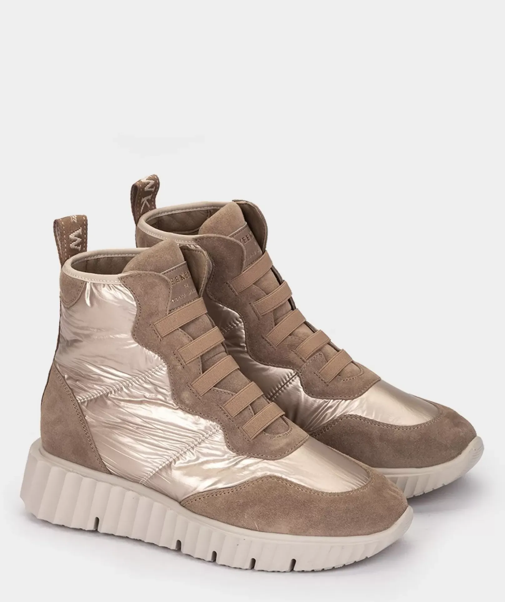 Chaussure Pedro Miralles Bottes De Sport En Croute De Cuir Et Tissu De Couleur Beige Tesla Champagne