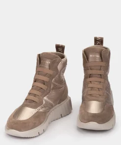 Chaussure Pedro Miralles Bottes De Sport En Croute De Cuir Et Tissu De Couleur Beige Meme Piedra