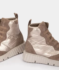 Chaussure Pedro Miralles Bottes De Sport En Croute De Cuir Et Tissu De Couleur Beige Meme Piedra