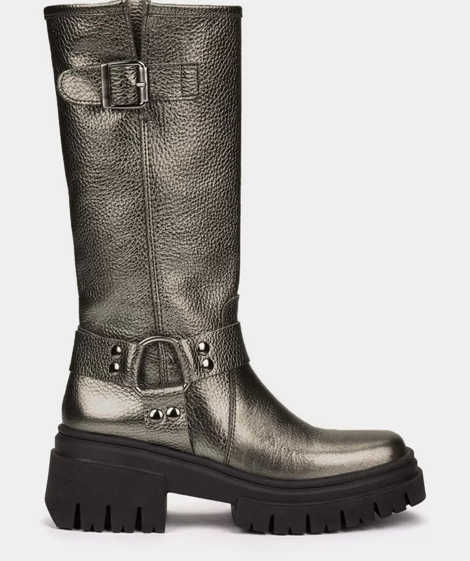 Chaussure Pedro Miralles Bottes En Cuir Style Motard. Nucleo Metal Bronzo