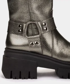 Chaussure Pedro Miralles Bottes En Cuir Style Motard. Nucleo Metal Bronzo