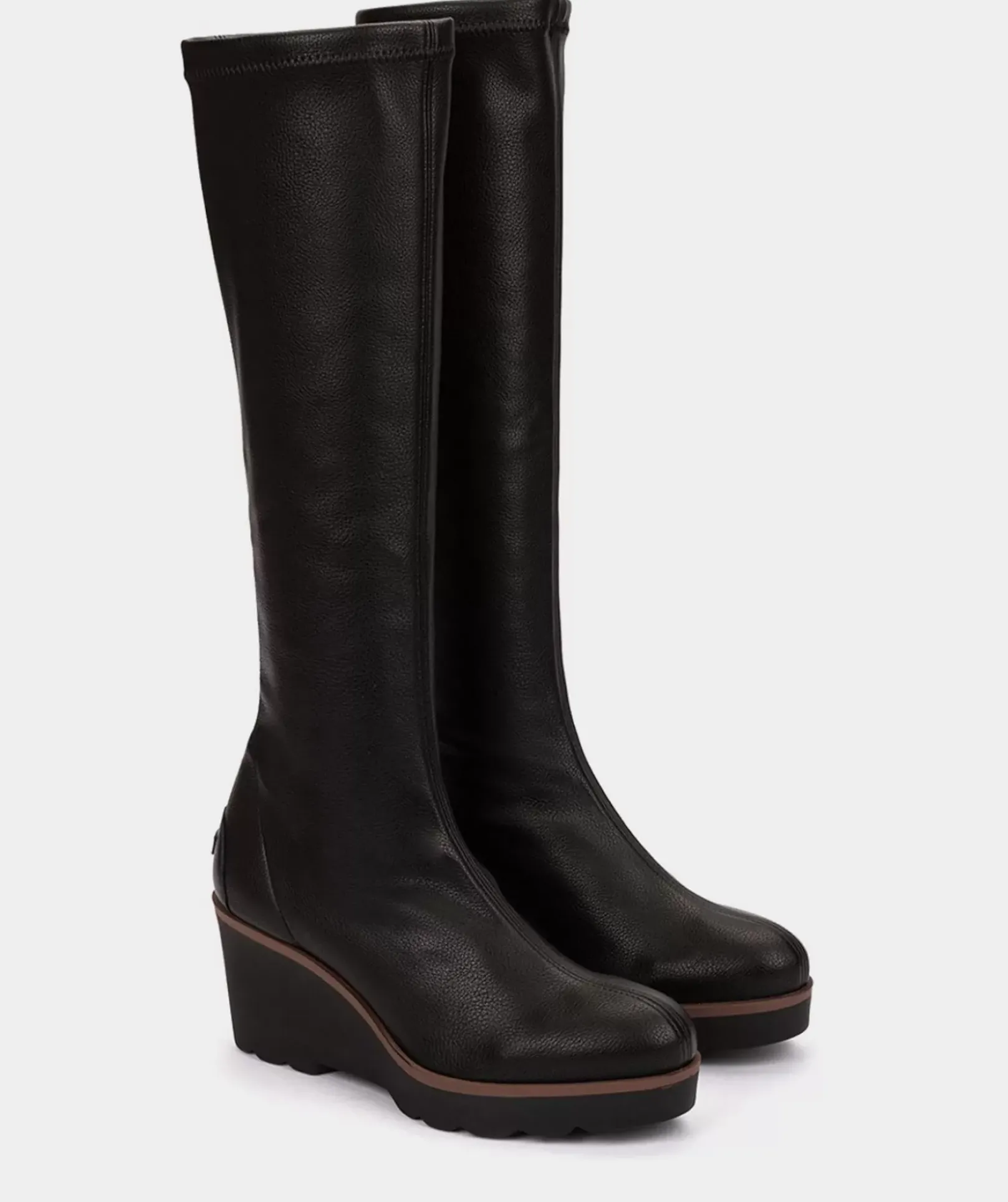 Chaussure Pedro Miralles Bottes En Cuir Vegetalien Extensible A Hauteur Du Genou En Noir Onix Negro